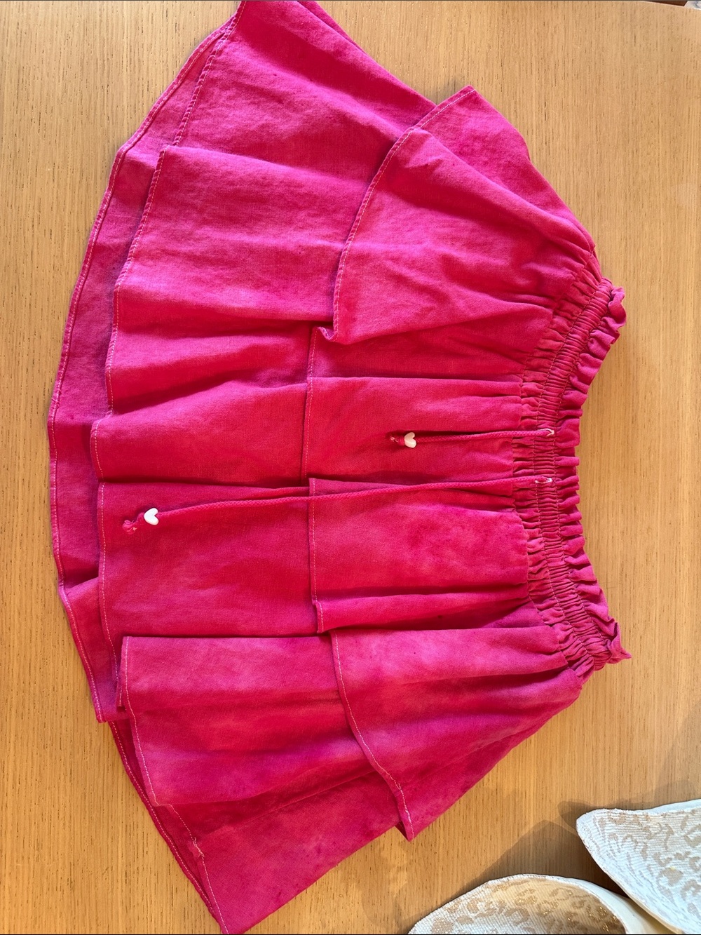 Stoney Clover Lane Hot Pink Tiered Elastic-Waist Skirt with Heart Drawstrings